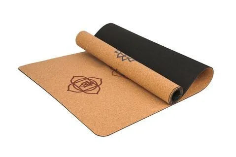 7 Chakra Cork Yoga Mat 183x68cm with natural cork top and non-slip bottom