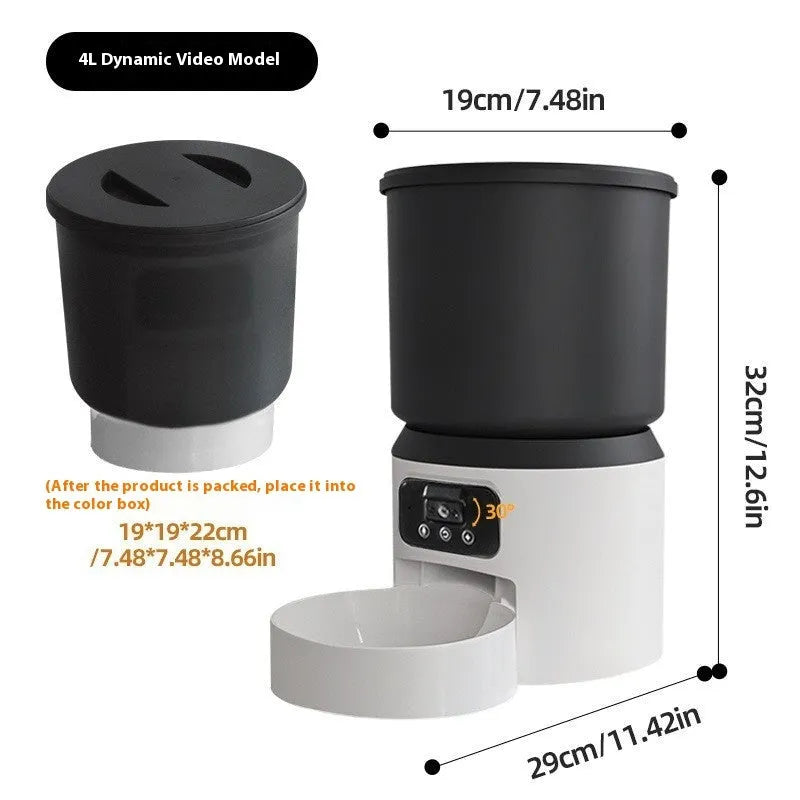 4L smart pet feeder with WiFi control and stainless steel bowl option