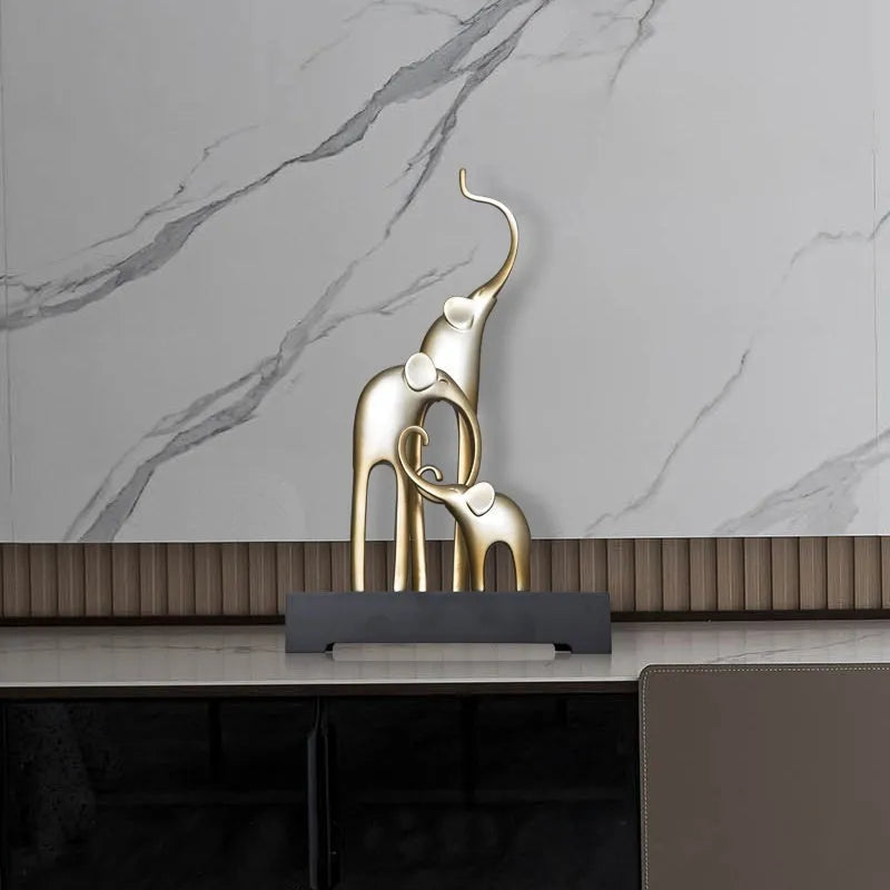European style decorative elephant ornament in resin, available in bright gold, rose gold, silver, or retro colour.