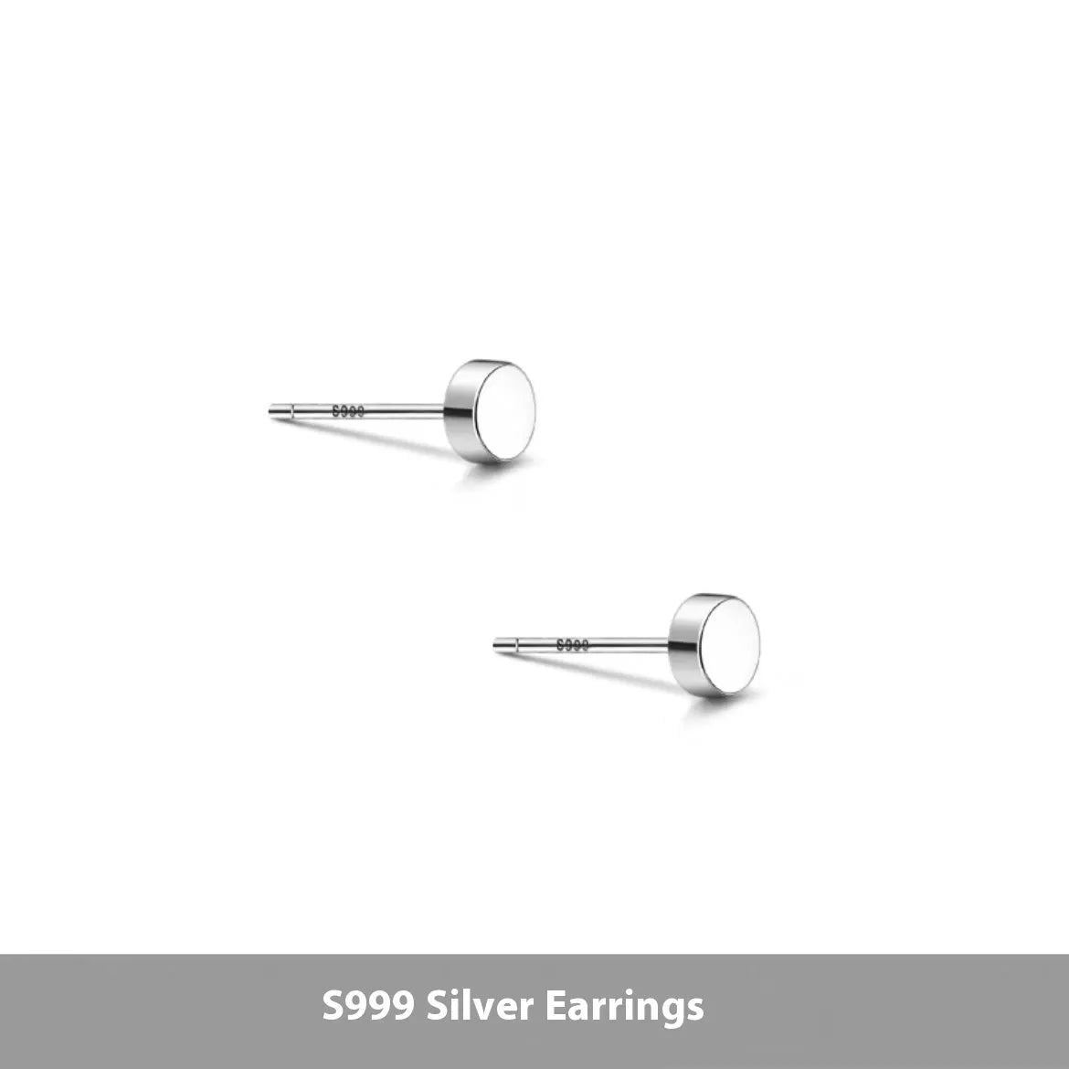 S999 sterling silver flat ear bone studs in geometric round design