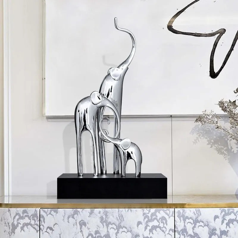 European style decorative elephant ornament in resin, available in bright gold, rose gold, silver, or retro colour.