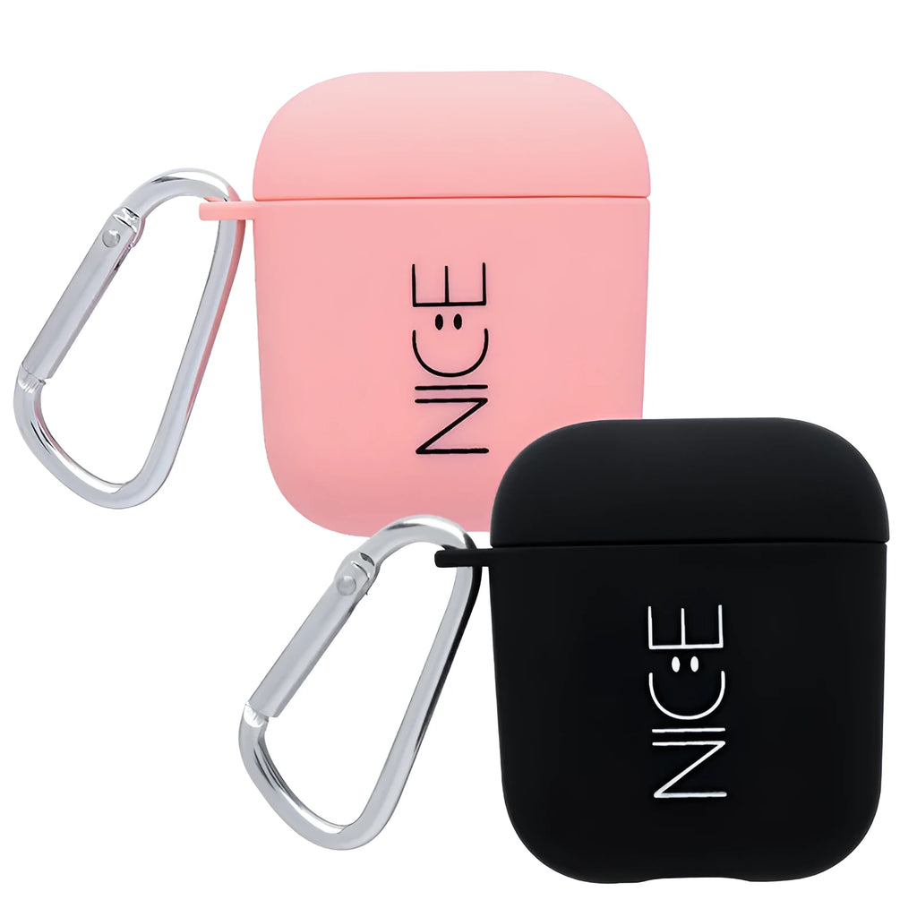 Black and Pink PC plastic protective back covers for Apple AirPods cases with decorative style designs.