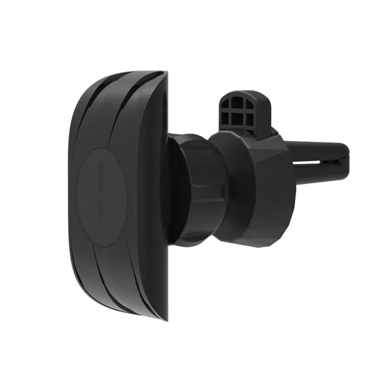 Glory black car phone holder clipped onto a car air vent, holding a mobile phone.