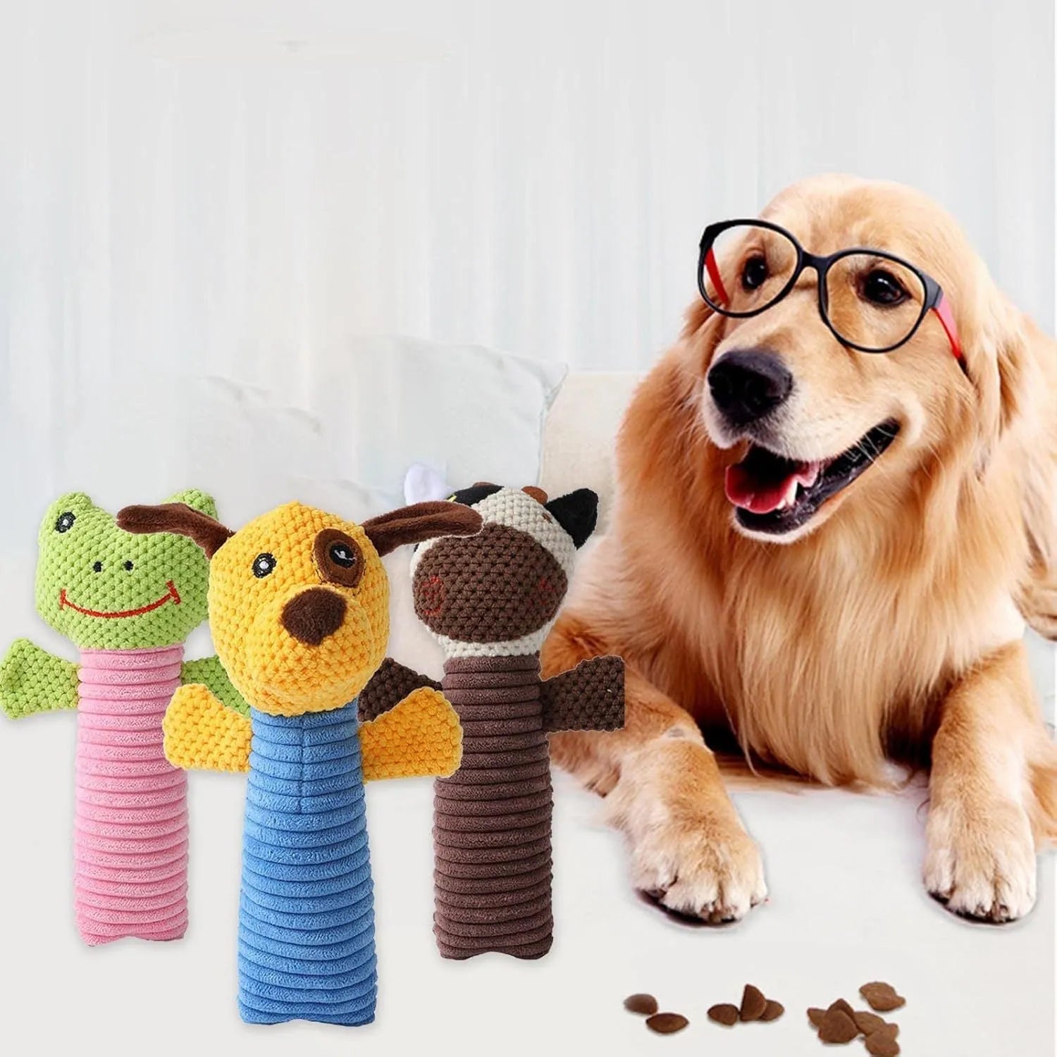 19cm long plush stuffed animal dog squeaky chew toy for dental cleaning
