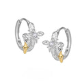 925 silver cross earrings with geometric shape and electroplated white gold colour finish for women