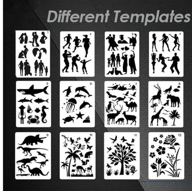 White plastic drawing stencil kit with reusable templates for art and craft designs