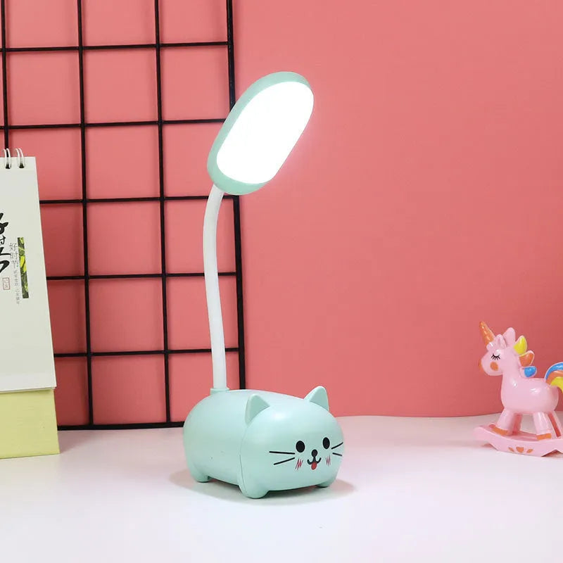 Girl heart LED table lamp guard lamp book light with USB charging, warm white flicker-free light, available in Blue or Pink
