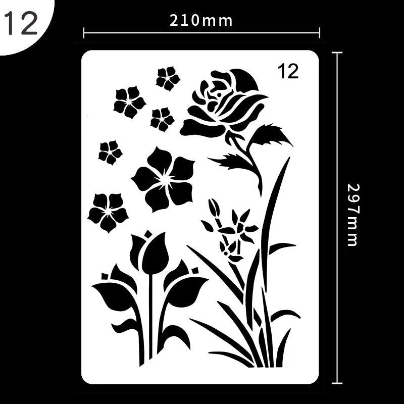 White plastic drawing stencil kit with reusable templates for art and craft designs