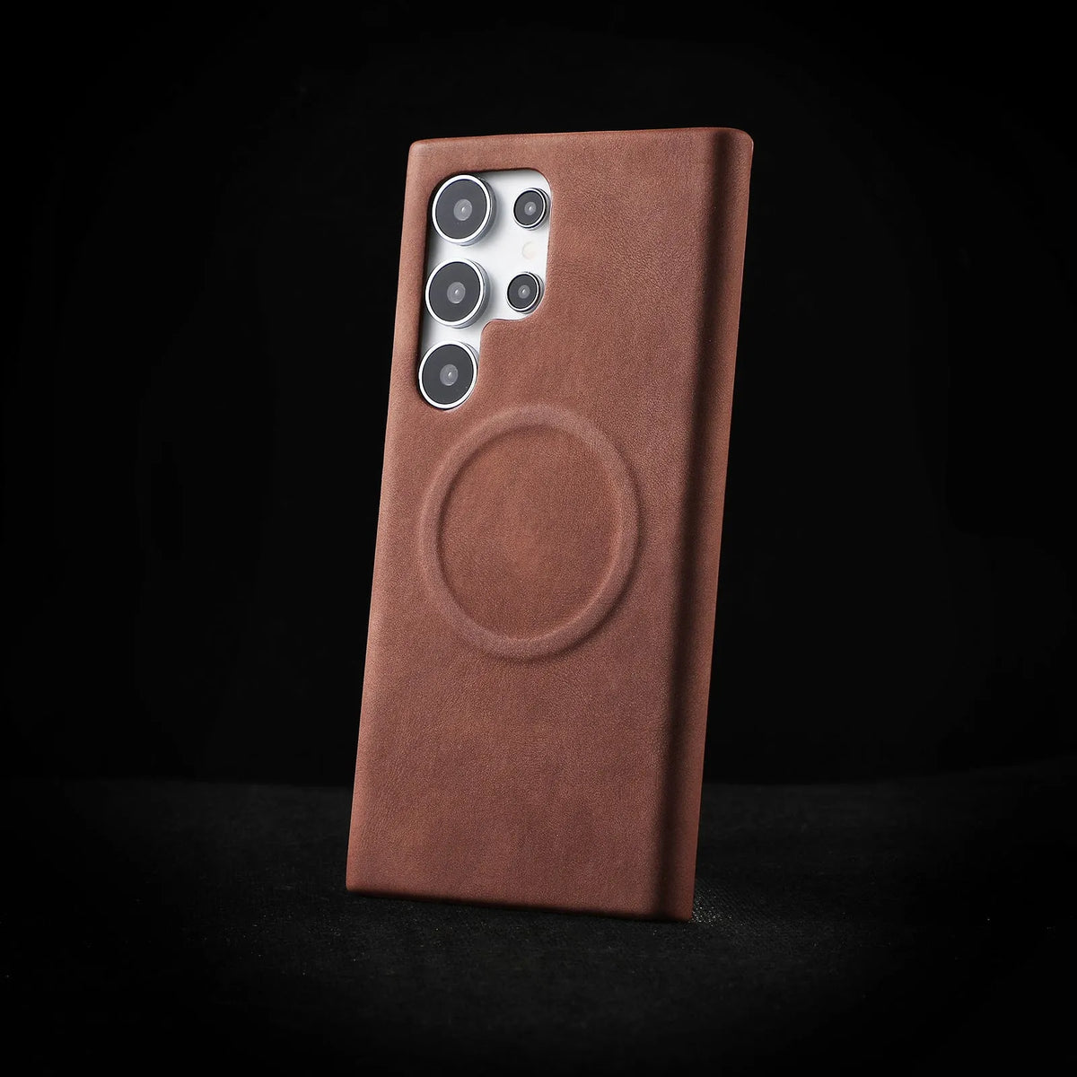 Frosted PU leather pattern phone case for Samsung Galaxy S25 Ultra and Galaxy S25, shown in black, brown, chocolate, gray, and white.
