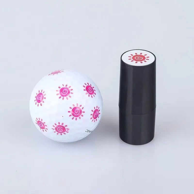 Plastic 20mm round golf ball stamp in black, blue, green, purple, red colours, lightweight 9g