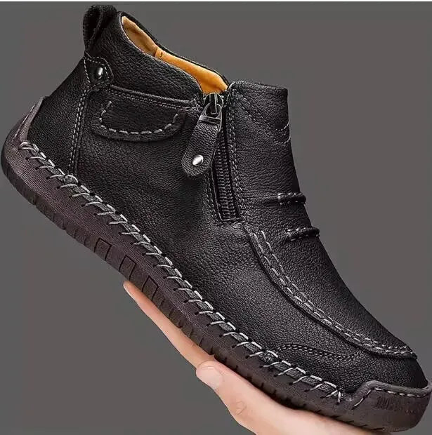 Chelsea plus size men's casual slip-on flat high top shoes artificial PU upper animal pattern sewn line