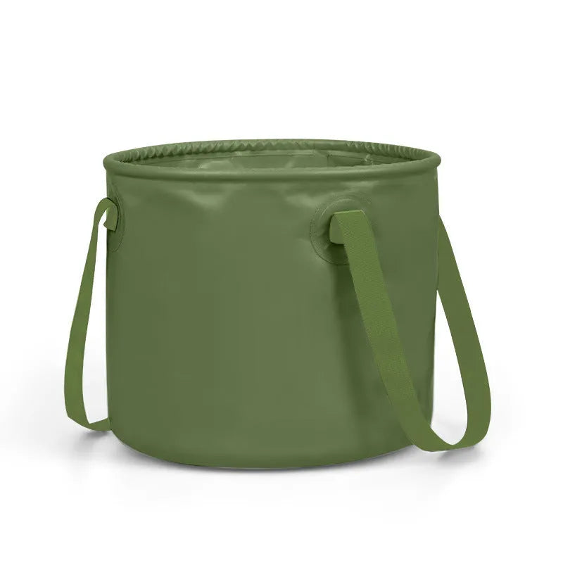 Army green folding telescopic ventilation duct made from PVC mesh cloth with a ribbon tie