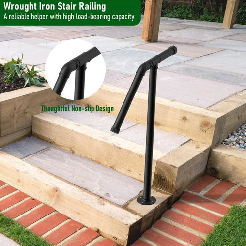 Black metal ladder support with American minimalist design for stair mounting