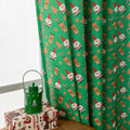 Green Christmas curtain with printed snowman angel cartoon pattern for living room decoration