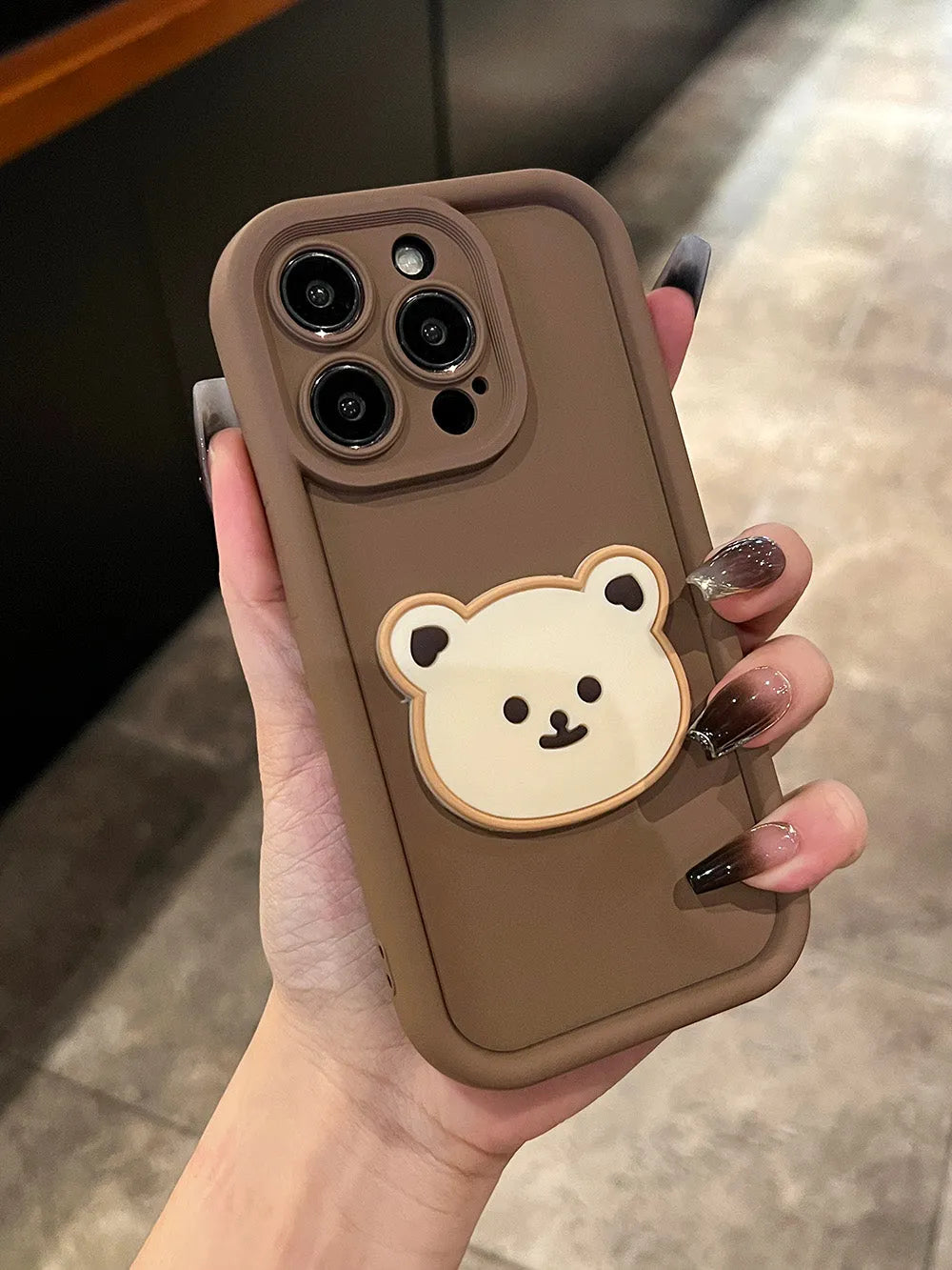 Khaki coffee cartoon bear soft silicone phone protector for Apple iPhone