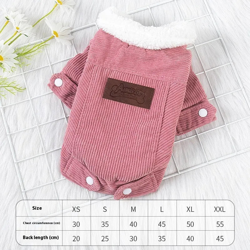 Lambswool grey padded dog vest with fleece lining for winter warmth.