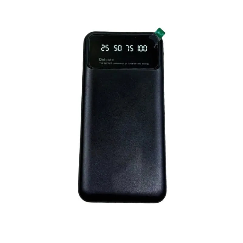 Black ultra-thin fast charging power bank with 10000mAh capacity showing compact design