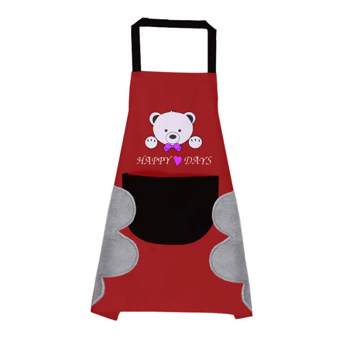 Korean style waterproof sleeveless apron with coral velvet trim in various colours
