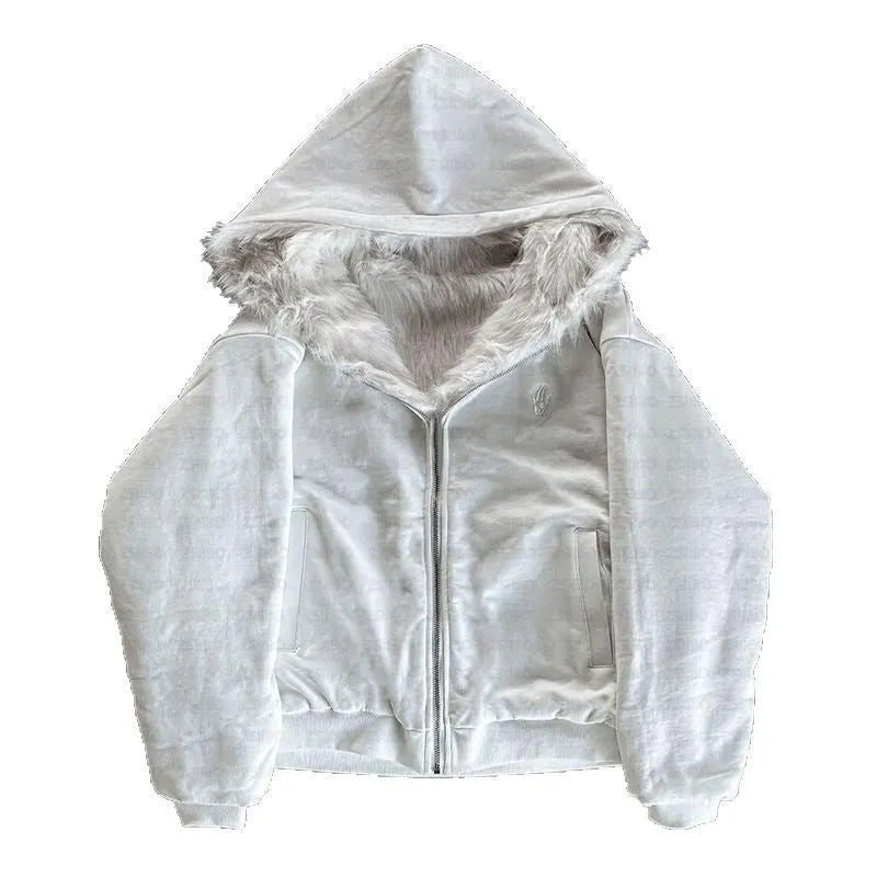 Casual loose fit polyester coat in black or white with cardigan style and long sleeves