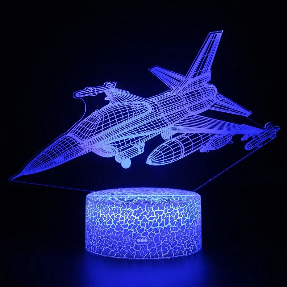 Cartoon airplane-shaped LED night light with touch switch and acrylic shade