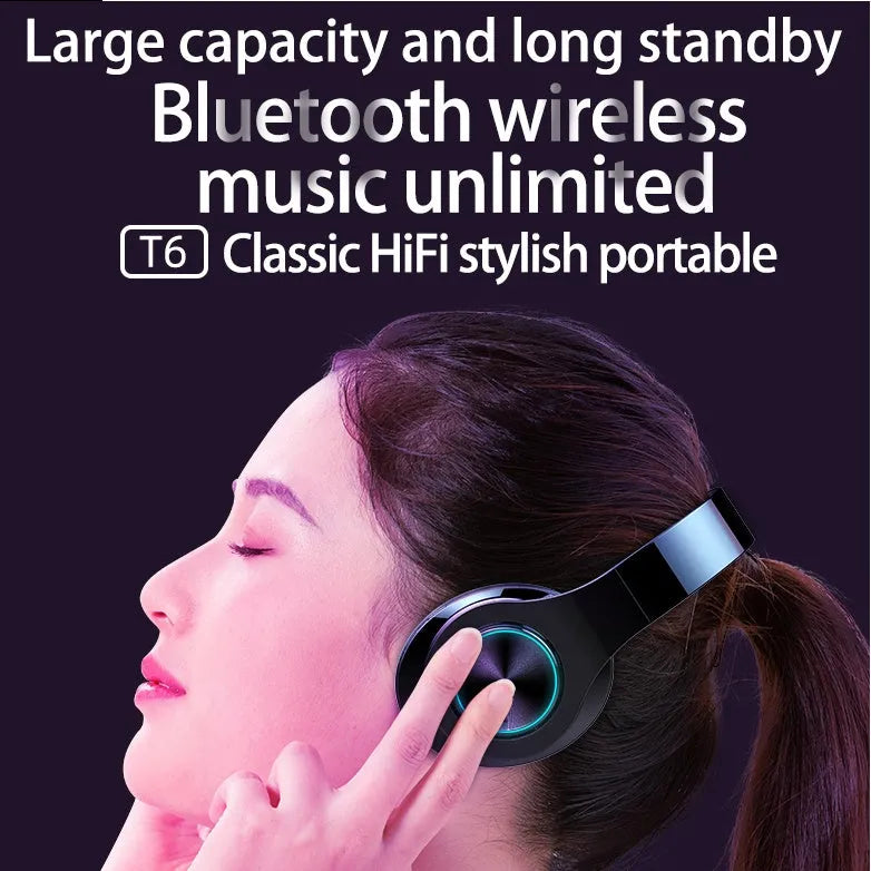 T6 wireless Bluetooth headset with listed specifications including 10 hour battery life and Bluetooth 5.0