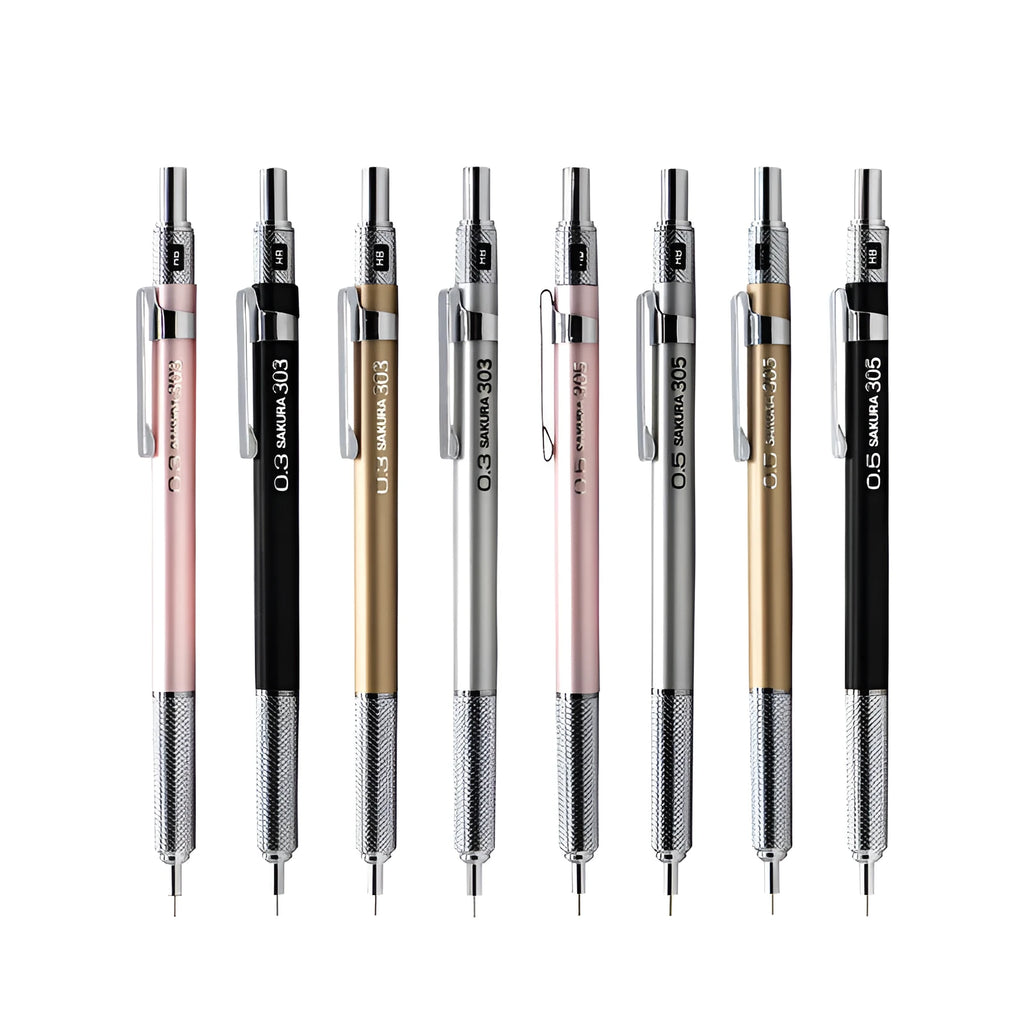 Japanese cherry design metal mechanical pencil in gold, silver, black or pink colour