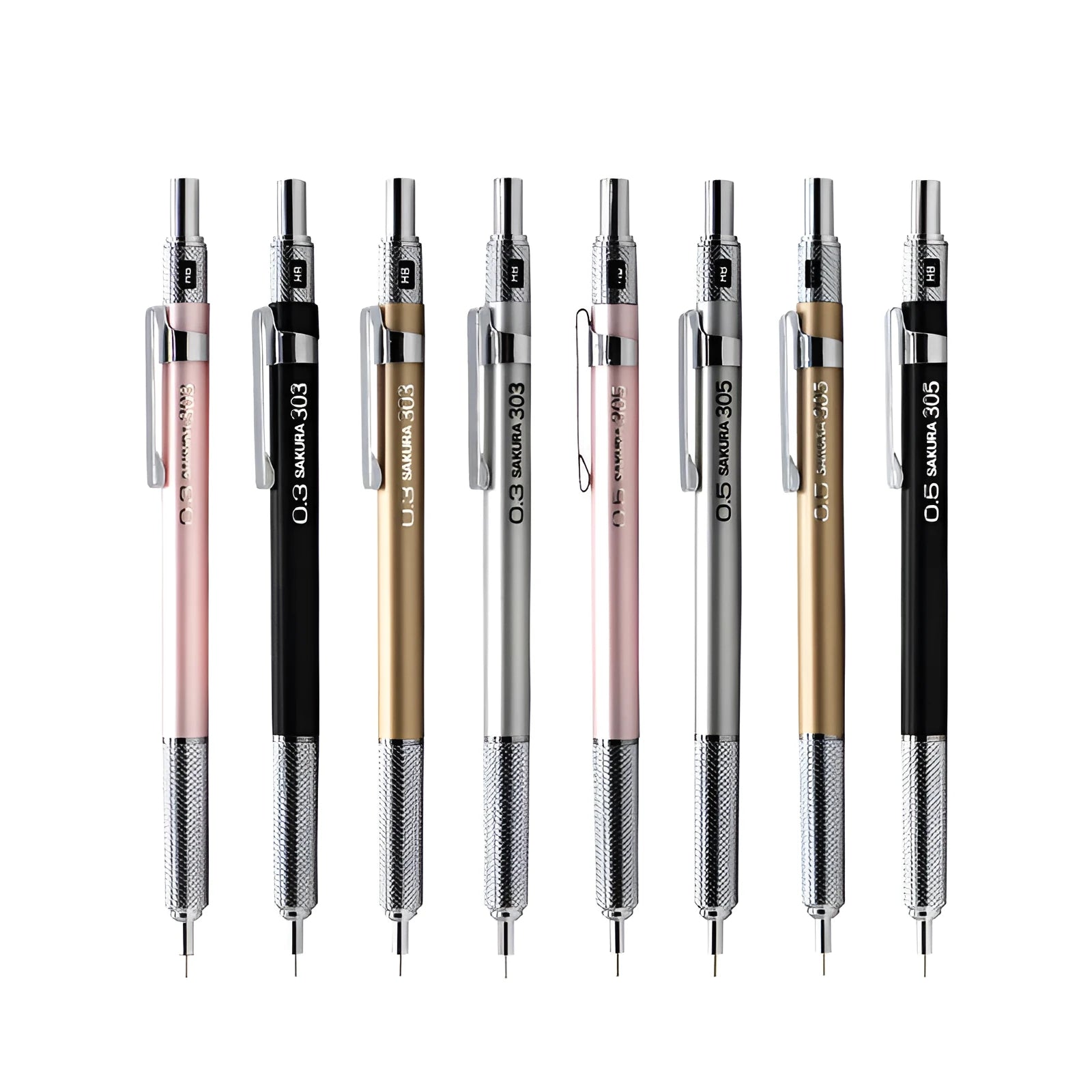 Japanese cherry design metal mechanical pencil in gold, silver, black or pink colour