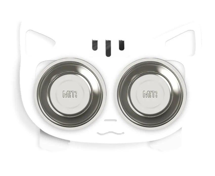 Anti-falling cat dog stainless steel feeding water bowl 35cm x 25cm x 80cm in black white pink blue