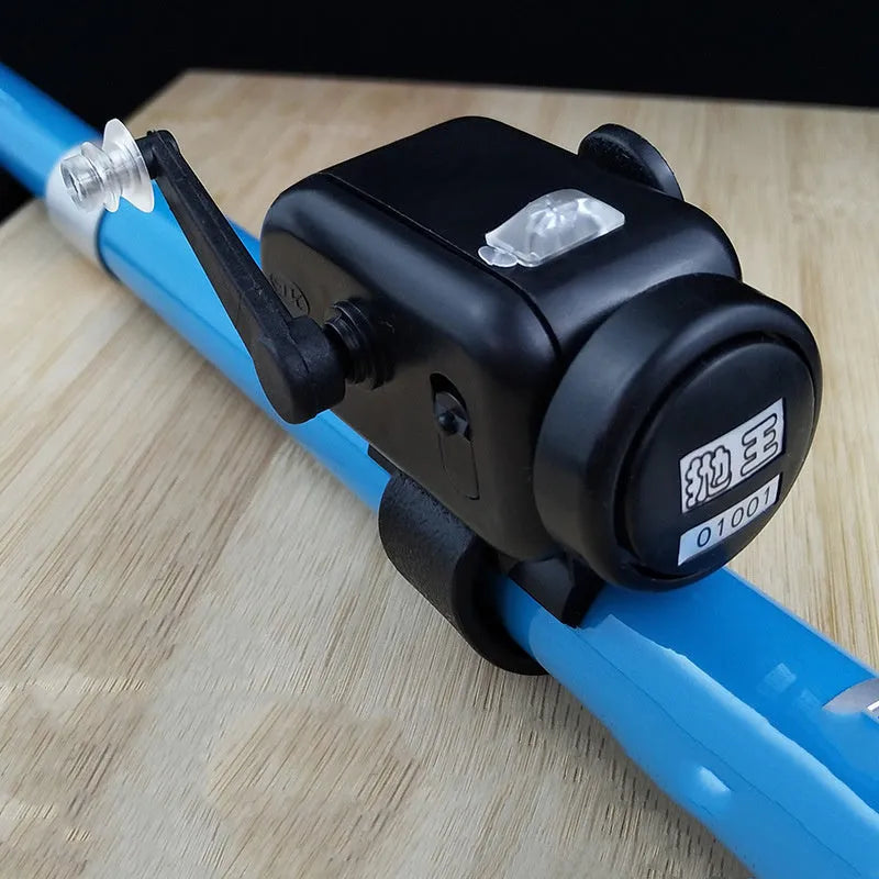Sea rod fishing alarm in black with anti-aging ABS shell and POM polymer belt