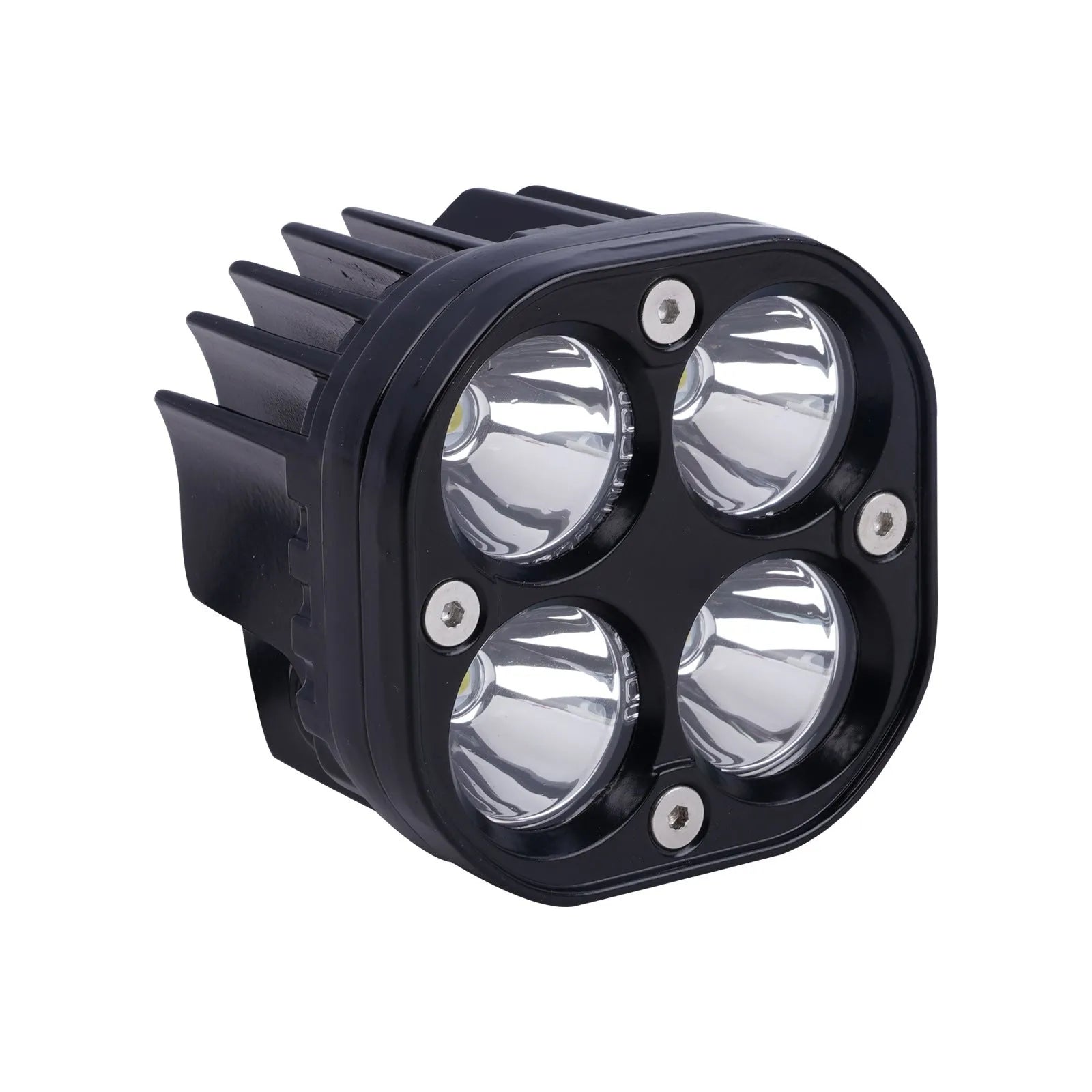 Four-eye headlight with aluminium base plate for motorcycle and car modification