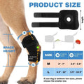 Black polyester leg guard for pet dog or cat joint support and rehabilitation.