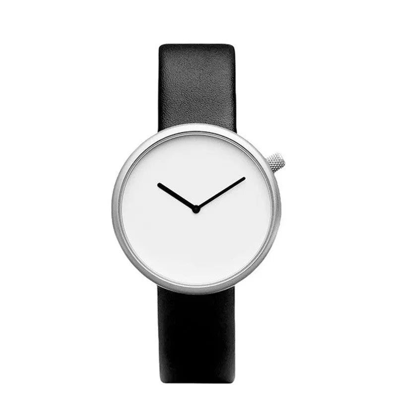 Unisex quartz watch with 40mm alloy case, PU strap, and 30M waterproof rating in coffee white
