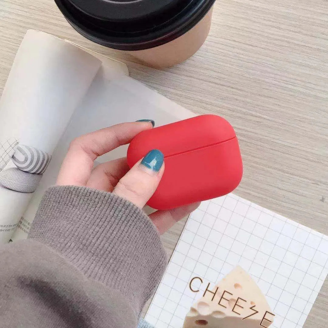 Plastic protective case for AirPods Pro earbuds shown in a selection of colours.
