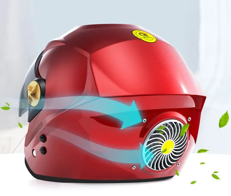 Solar smart helmet ABS+ in black on a black background showing solar panel and LED light