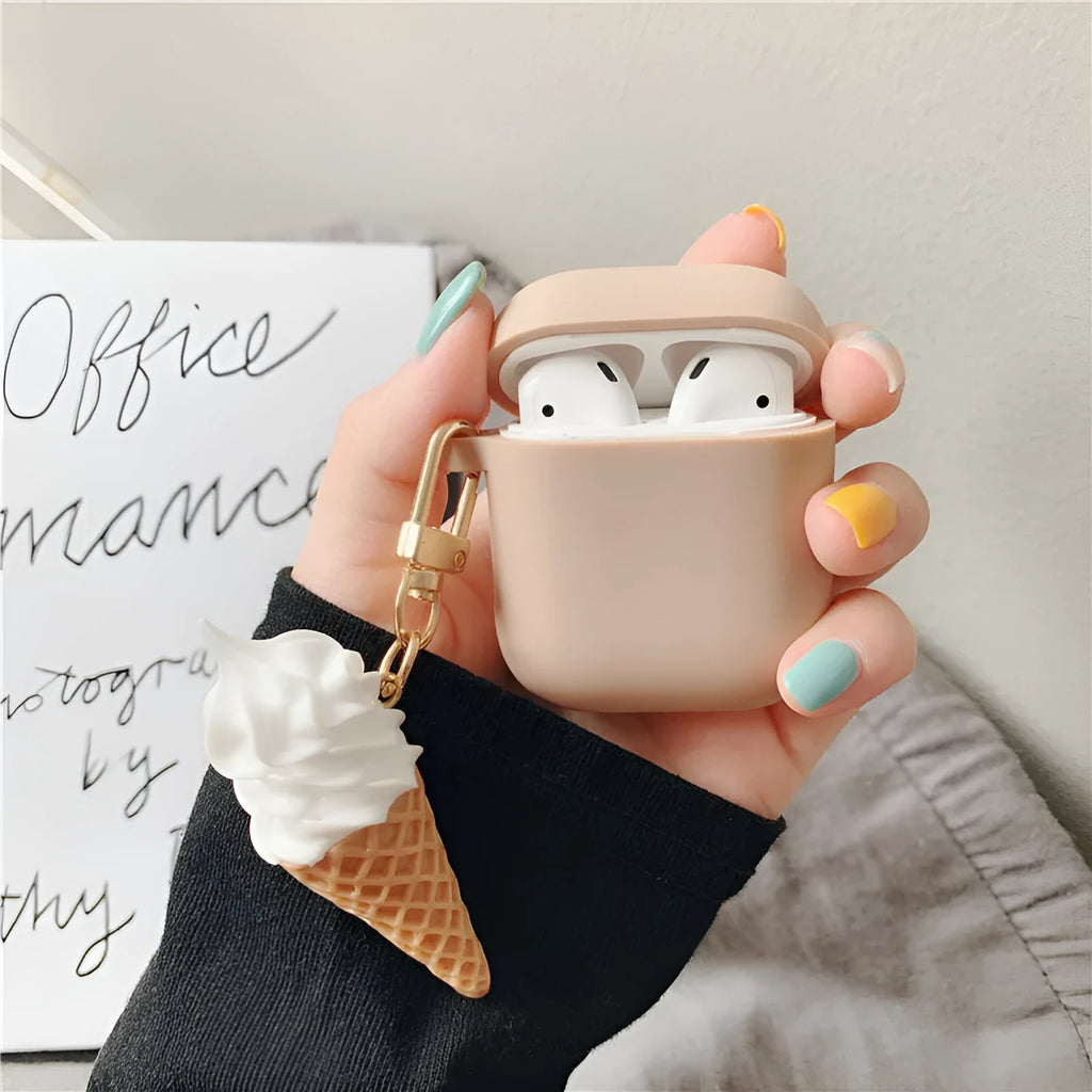 Silicone protective case for Apple AirPods 2 featuring a cylinder ice cream design.