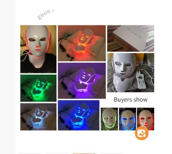 White ABS LED light beauty instrument face mask with remote control, eye protection, and microcurrent massage function