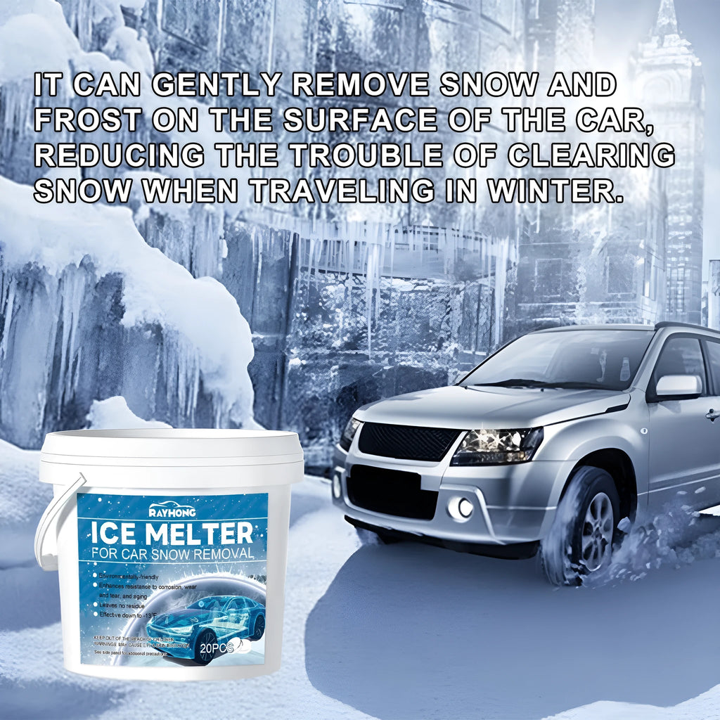 Pack of 20 car snow melting effervescent tablets for winter windscreen deicing