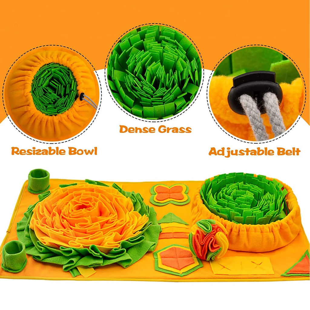 Polar fleece pet sniffing pad 85x50cm with free ball for interactive dog puzzle play
