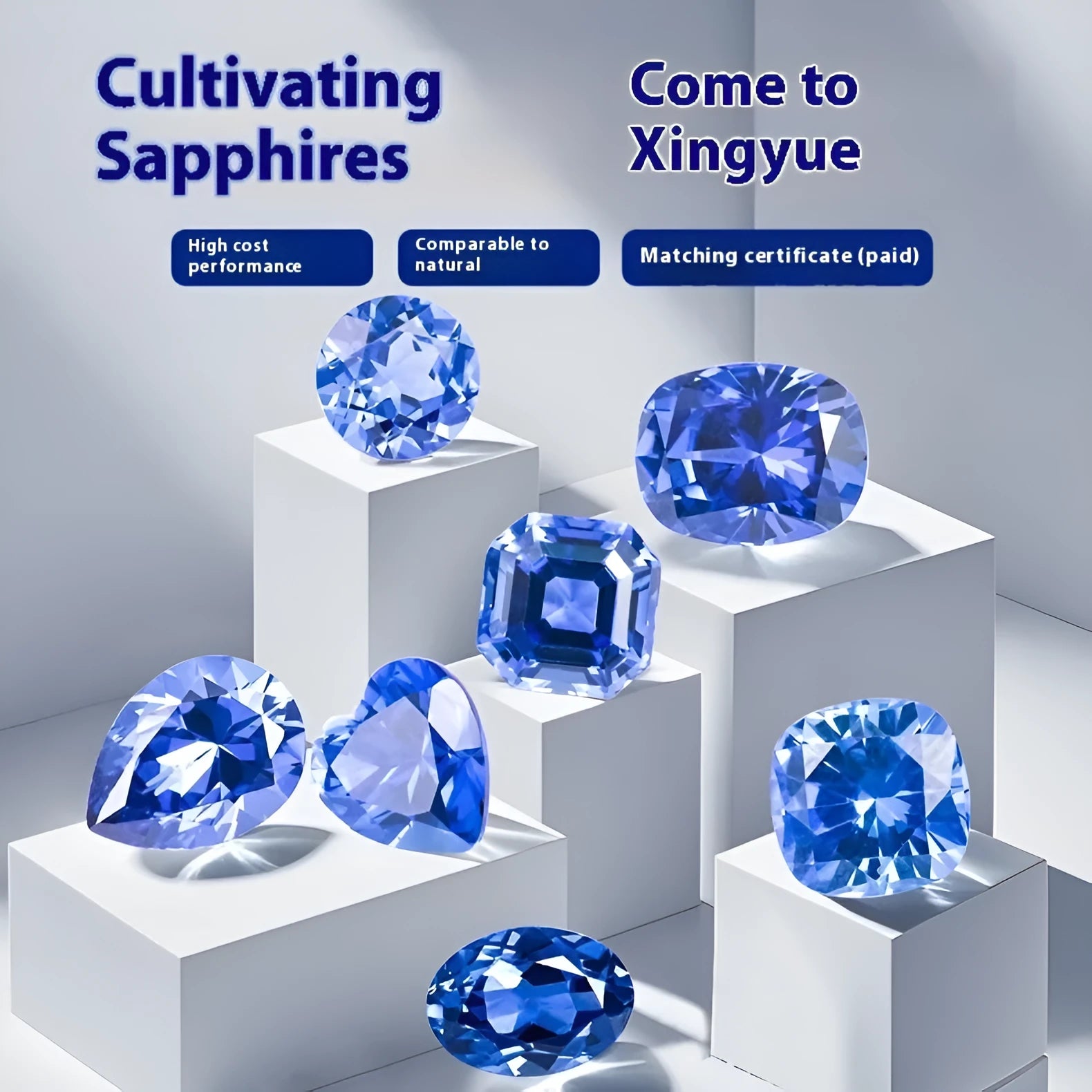 Royal blue love shaped tiara gemstones in various shapes and sizes for jewellery making