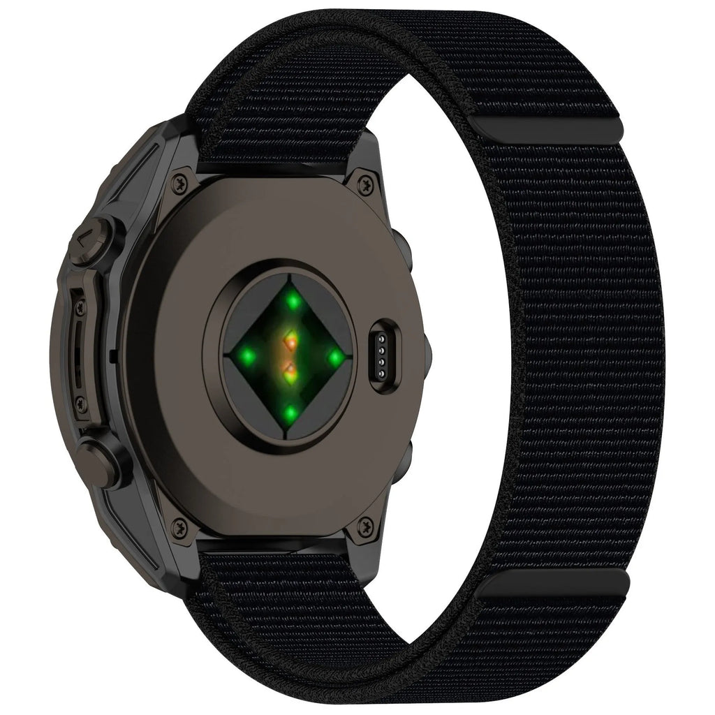 Velcro single circle nylon watchband in black with 22mm width