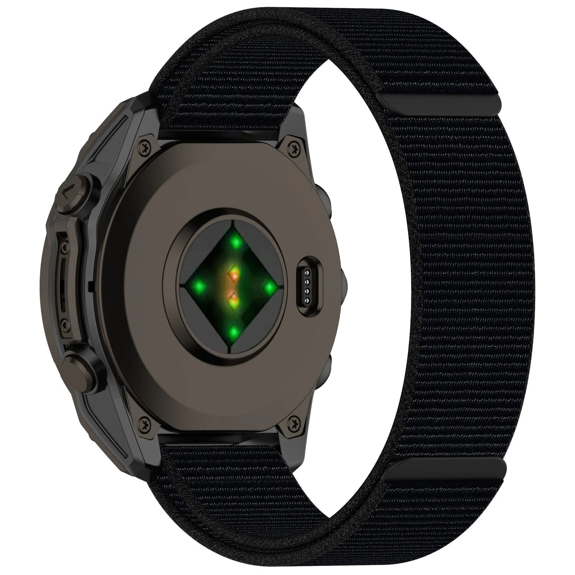 Velcro single circle nylon watchband in black with 22mm width