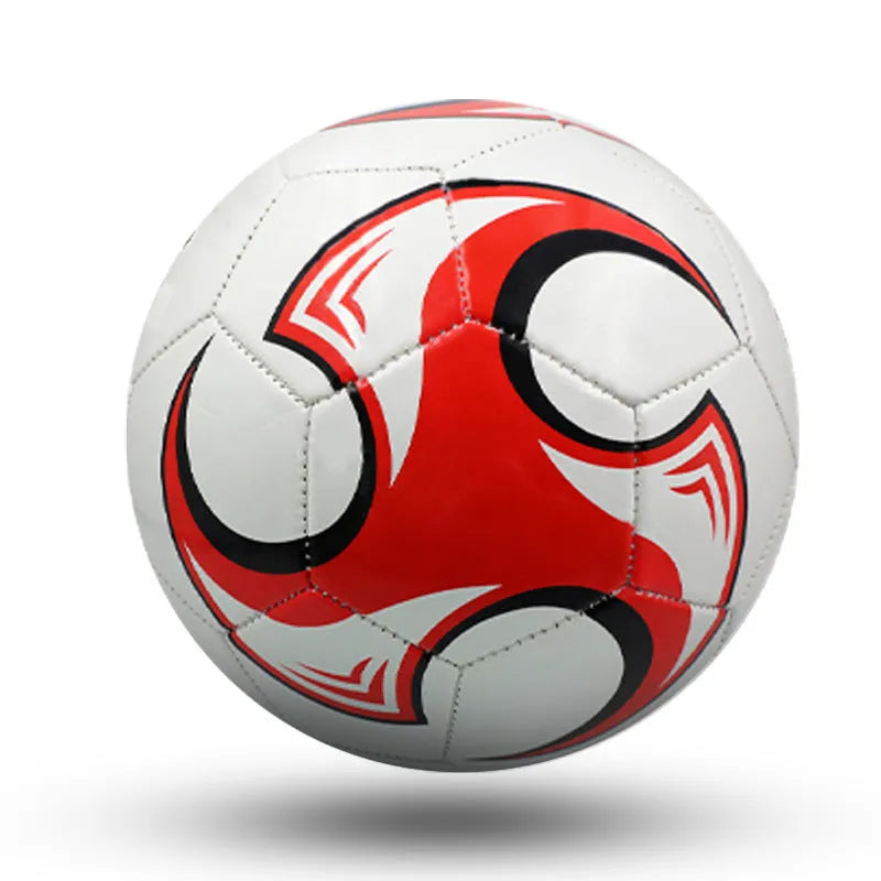 PVC machine-seam football in multiple sizes and colours including Tornado Blue, Black And White, and Red Dragon Roll designs.