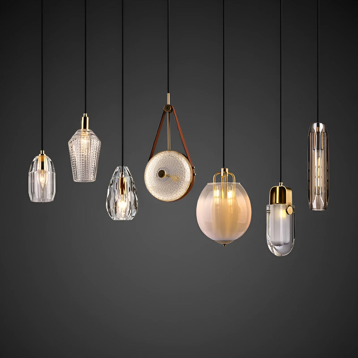 Copper crystal pendant light, 11cm diameter, 25cm height, E14 warm light, 220V Nordic chandelier