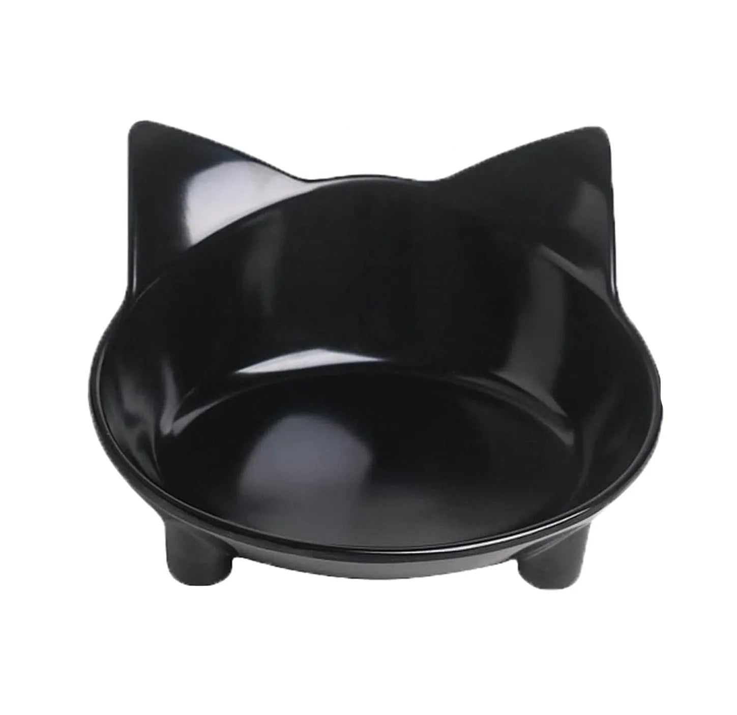 Shallow melamine cat bowl in white with a non-slip rubber base.