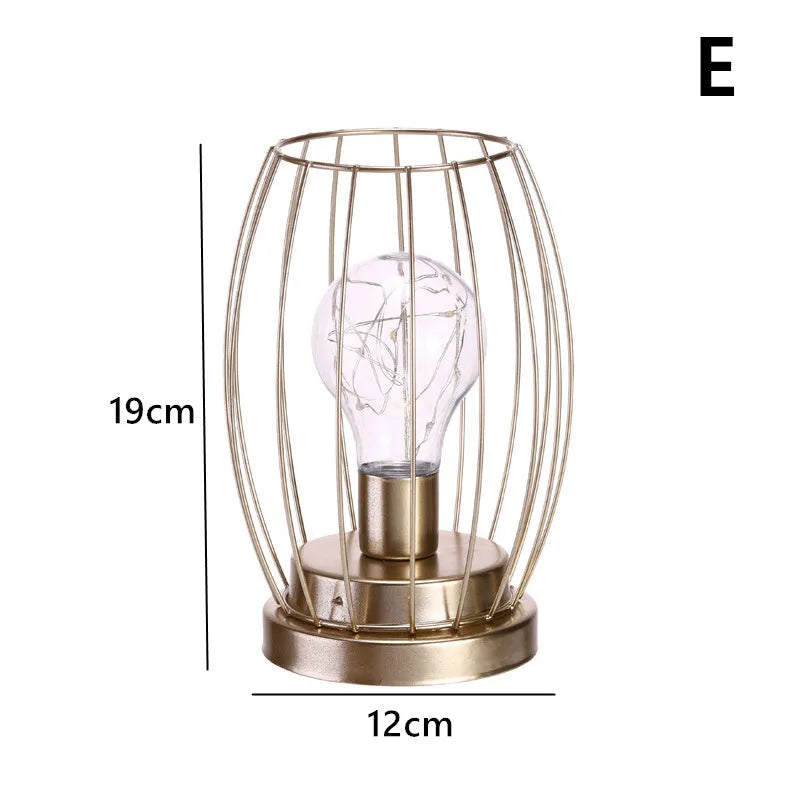 Geometric light bulb ornament in iron with electroplated finish, Nordic style home decoration