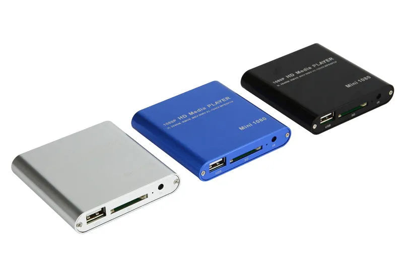 1080p Full HD media player in all-metal construction with HDMI port for SD, USB, and HDD connectivity