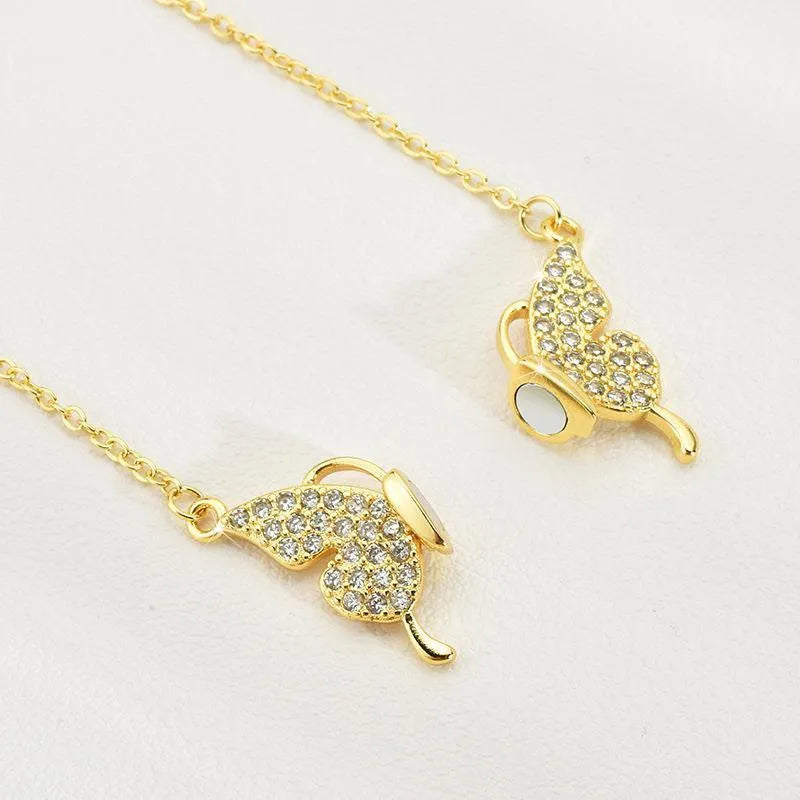 Titanium steel clavicle necklace with magnetic butterfly clasp in gold or silver finish