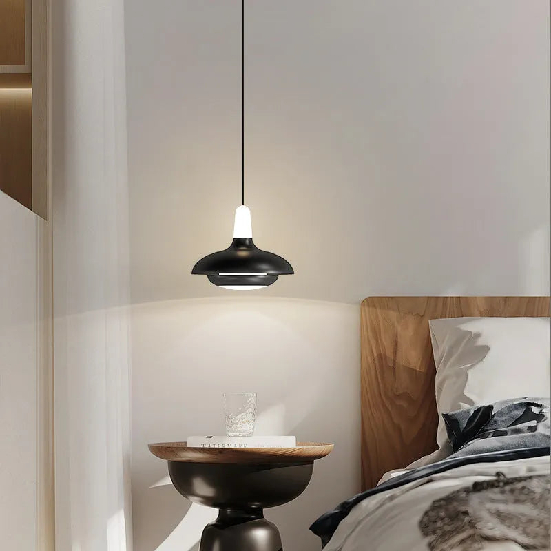 Modern minimalist adjustable bedside pendant light in Nordic style with three colour temperature options