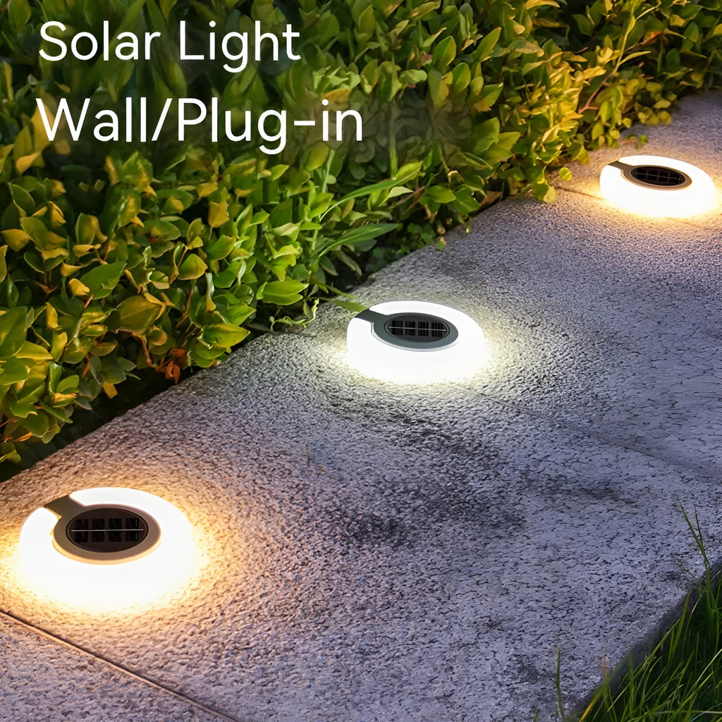 Outdoor solar underground light with folding aperture design for floor or wall installation
