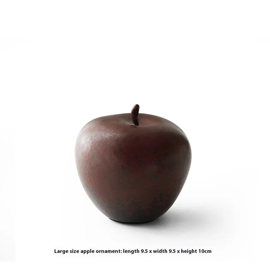 Retro Chinese style ceramic apple ornament for desktop decoration in large and small sizes.
